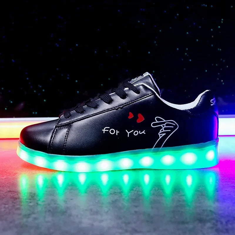 Maogu 2024 Adult Unisex Womens Mens Kid Luminous Sneakers Glowing USB Charge Boys LED Colorful Light-up Shoes Girls Footwear