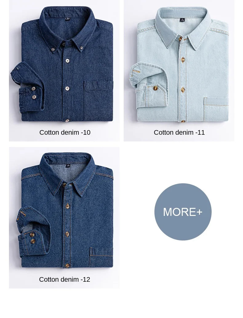 2023 Denim Pocket Design Shirt Classic 100% Cotton  Long-Sleeve  Fashion Embroider Comfortable Clothes