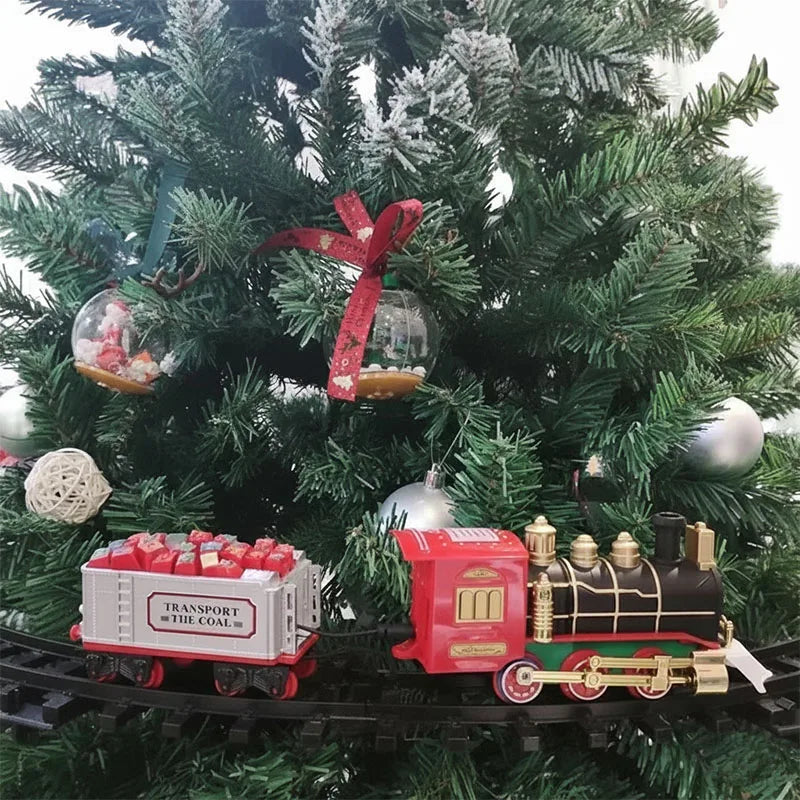 Electric Operate Railway Train with Music, Railway Car Toys, Christmas Tree Decoration Track Train Toys, Kids Christmas Gifts
