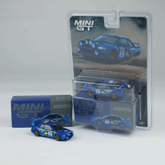 MINI GT 1:64 #975 Subaru Impreza WRC98 Rally Racing Simulation Alloy Car Model, Boys' Gift Toy Collection Decoration Item.