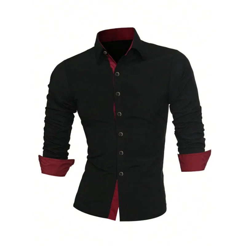 Men's Shirt Brand New Solid Color Long Sleeve Smart Casual Black Elastic Male Business Shirts