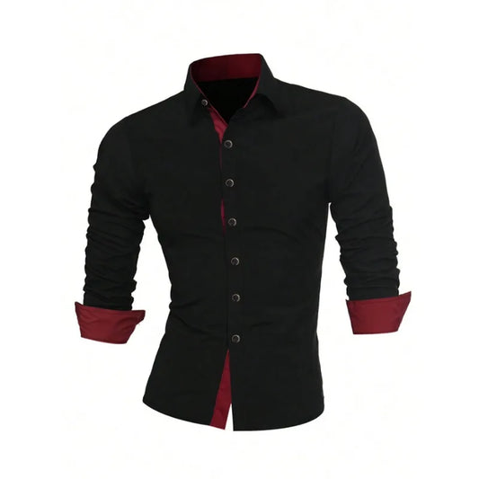 Men's Shirt Brand New Solid Color Long Sleeve Smart Casual Black Elastic Male Business Shirts