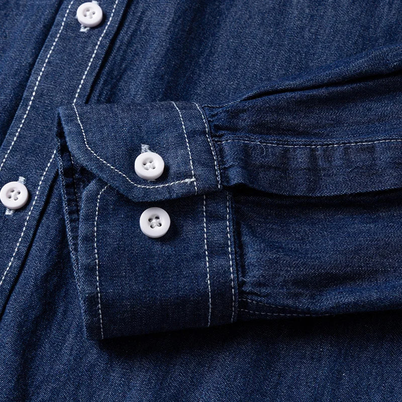 2023 Denim Pocket Design Shirt Classic 100% Cotton  Long-Sleeve  Fashion Embroider Comfortable Clothes