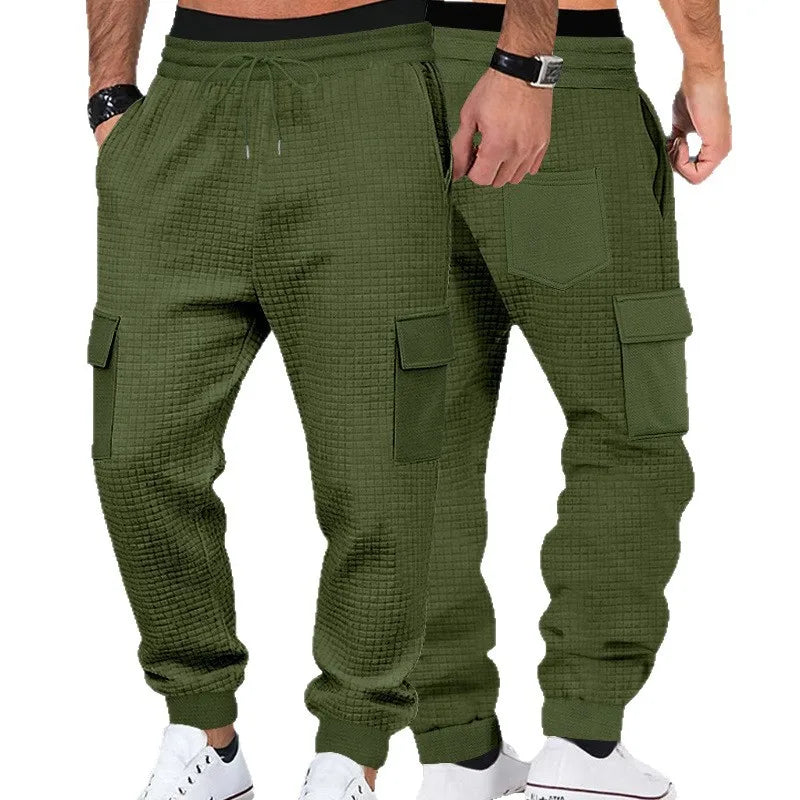 Men's Clothing  Pants Autumn Winter Fashion Casual Heavyweight Small Check Loose Jogger Sweatpants Waffles