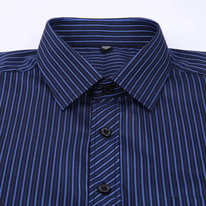 Além de tamanho grande 2023 m-5xl ajuste fino dos homens negócios casual camisa de mangas compridas clássico listrado masculino