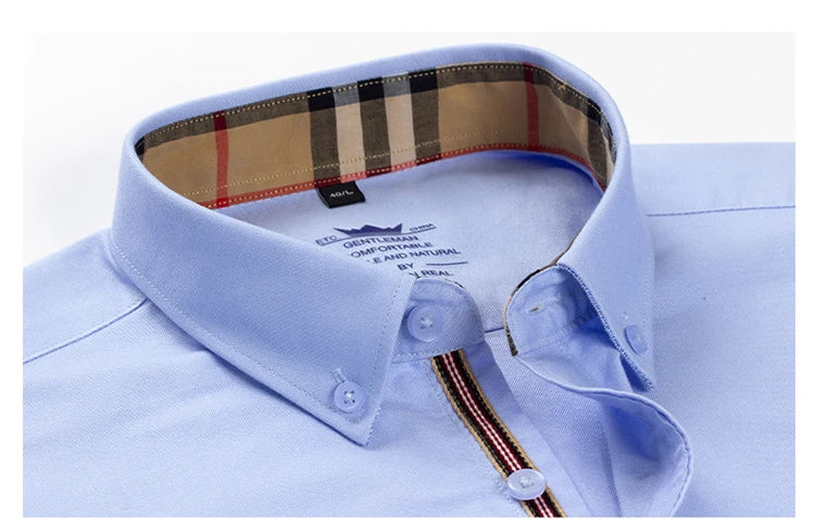 New in shirt 100%cotton oxford long-sleeve shirts for men slim fit formal plain shirt hight qulity plaid soft office clothes
