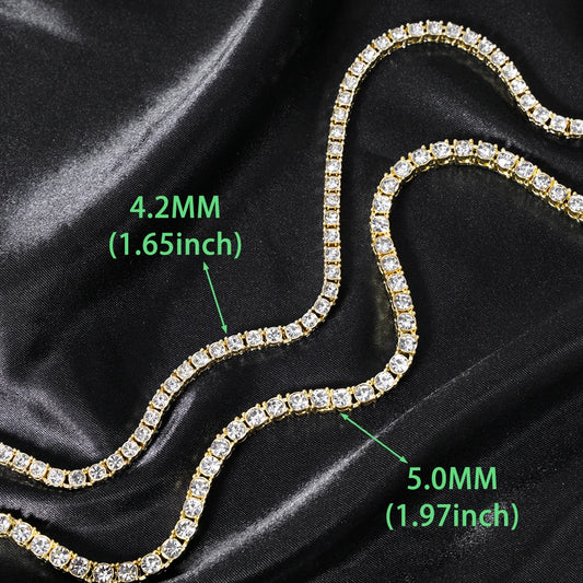 Hip Hop 5MM Tennis Chain Iced Out Bracelet Necklace Men Fashion Silver Color Tennis Jewelry Chains Women 20inch Choker Punk Gift