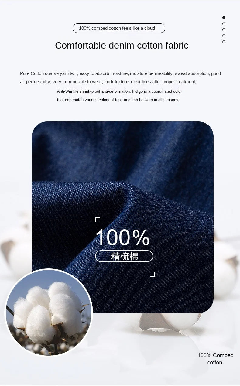2023 Denim Pocket Design Shirt Classic 100% Cotton  Long-Sleeve  Fashion Embroider Comfortable Clothes