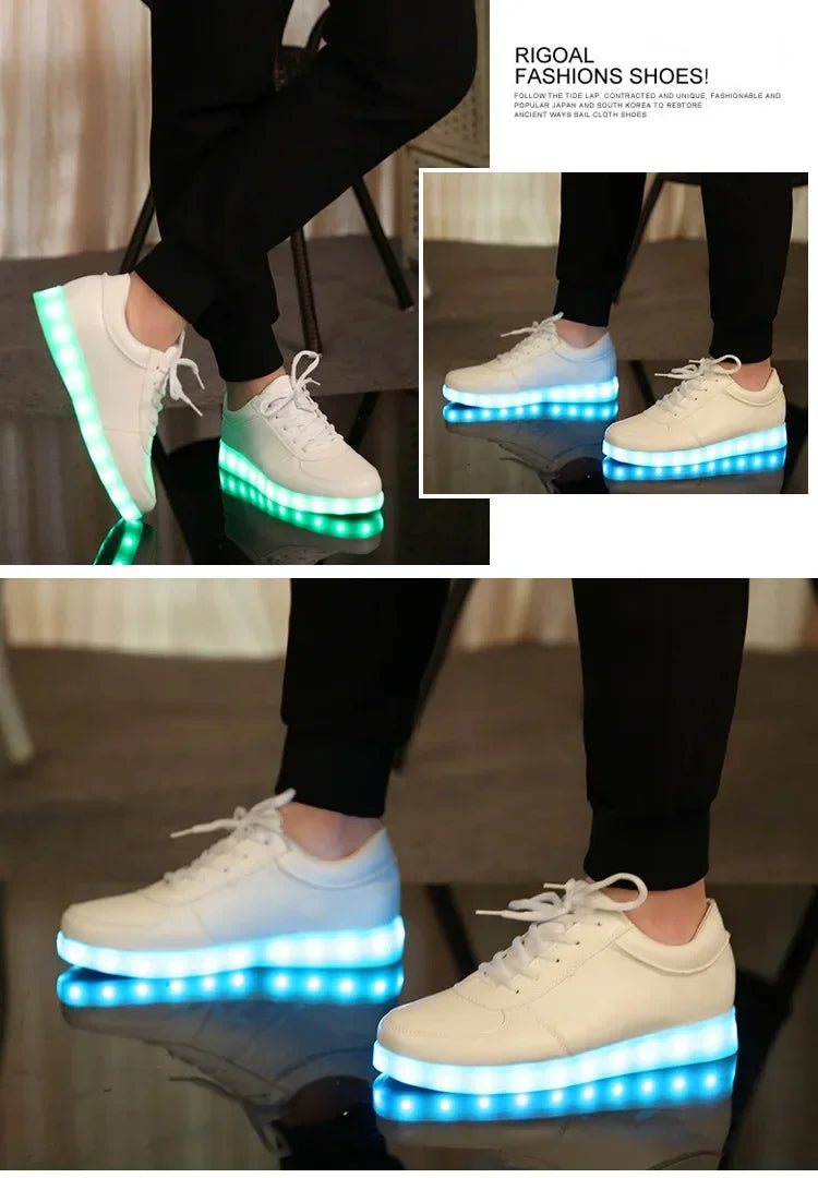 Maogu 2024 Adult Unisex Womens Mens Kid Luminous Sneakers Glowing USB Charge Boys LED Colorful Light-up Shoes Girls Footwear
