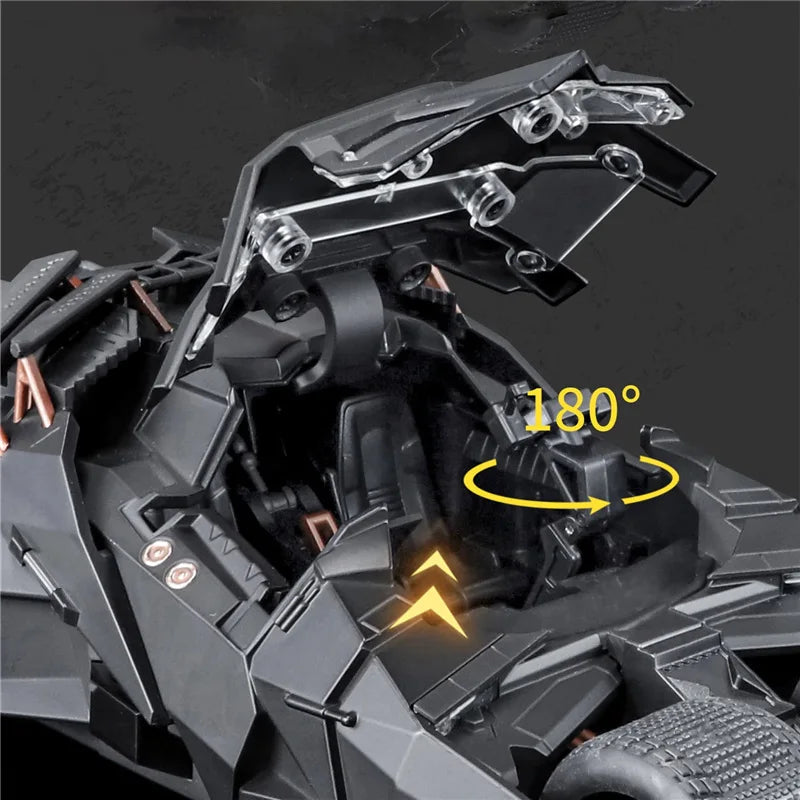 1/24 Classic Movie Car 2008 Batmobile Concept Bat Sports Car Model Metal Racing Car Vehicles Model Sound and Light Kids Toy Gift