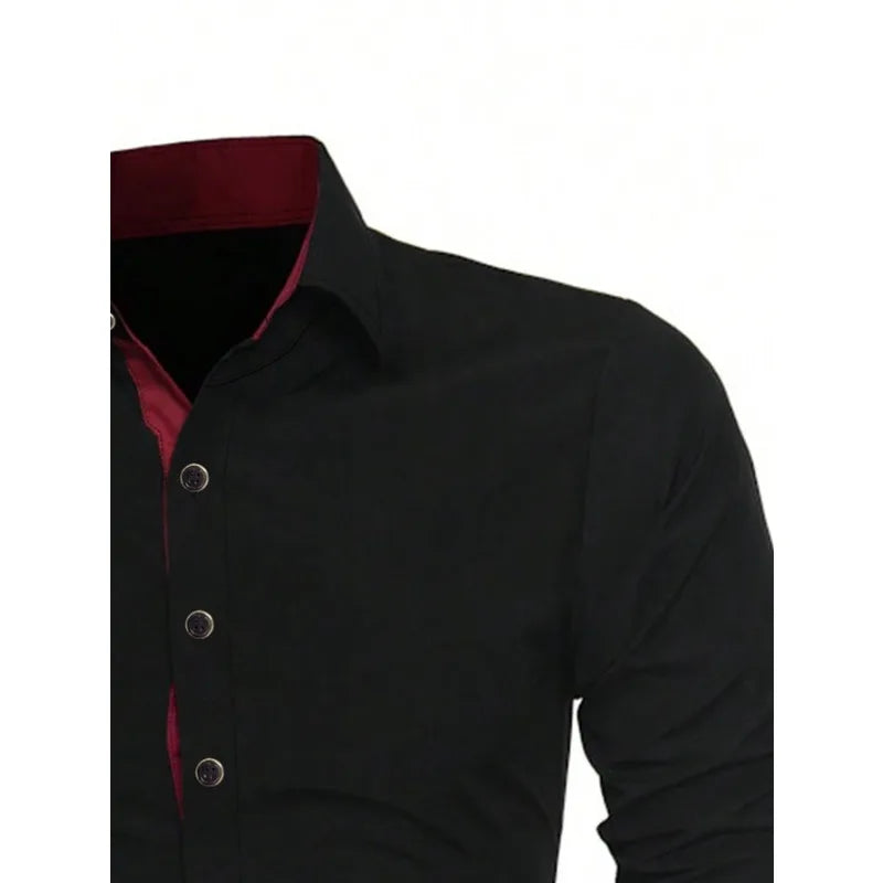Men's Shirt Brand New Solid Color Long Sleeve Smart Casual Black Elastic Male Business Shirts