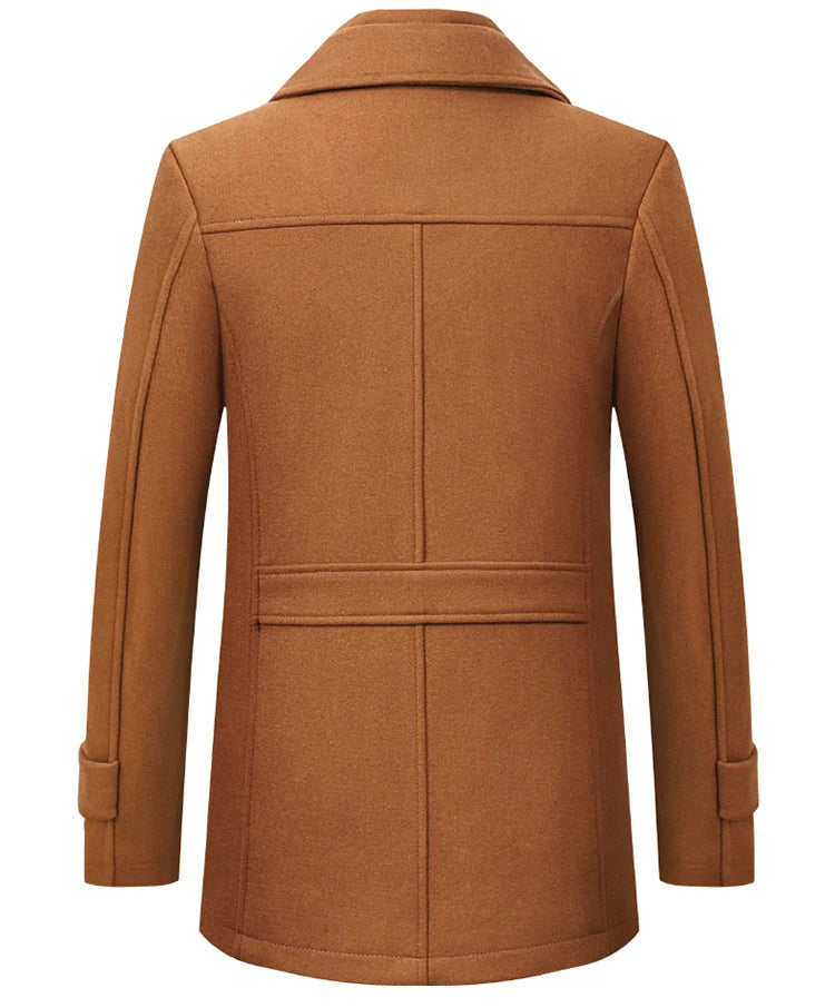 Men's Autumn Winter Fashion High-End Atmosphere Long Thickened Wool Overcoat Middle-Aged Men's Stylish Woolen Coat
