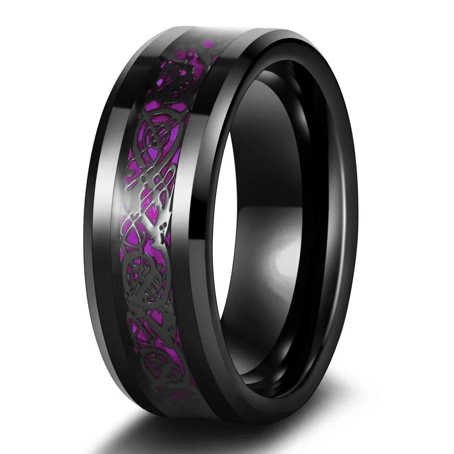 Charm Couple Rings Romantic Women Red Rhinestones Rings Set Trendy Men Stainless Steel Celtic Dragon Rings Wedding Band Jewelry