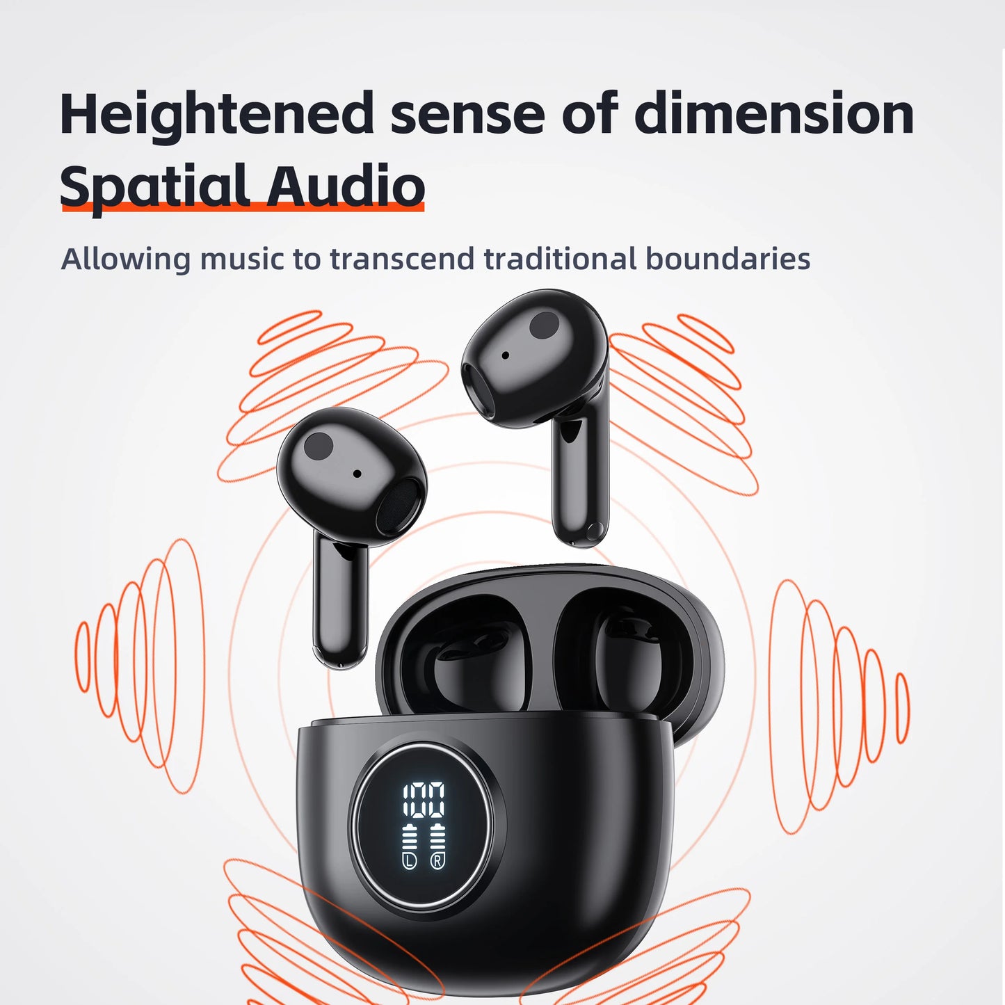 QERE-E40 Wireless Headphones, Bluetooth Earphones, 5.3,TWS HD Microphone, 13mm Driver,60ms Low Latency,4 Mics, ENC Call, New
