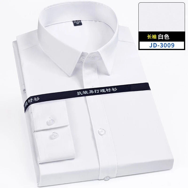 8XL Superfine Denier Bamboo Fiber Micro Elastic Formal Shirts for Men Plus Large Size Casual Slim Fit Long Sleeve Shirts for Men