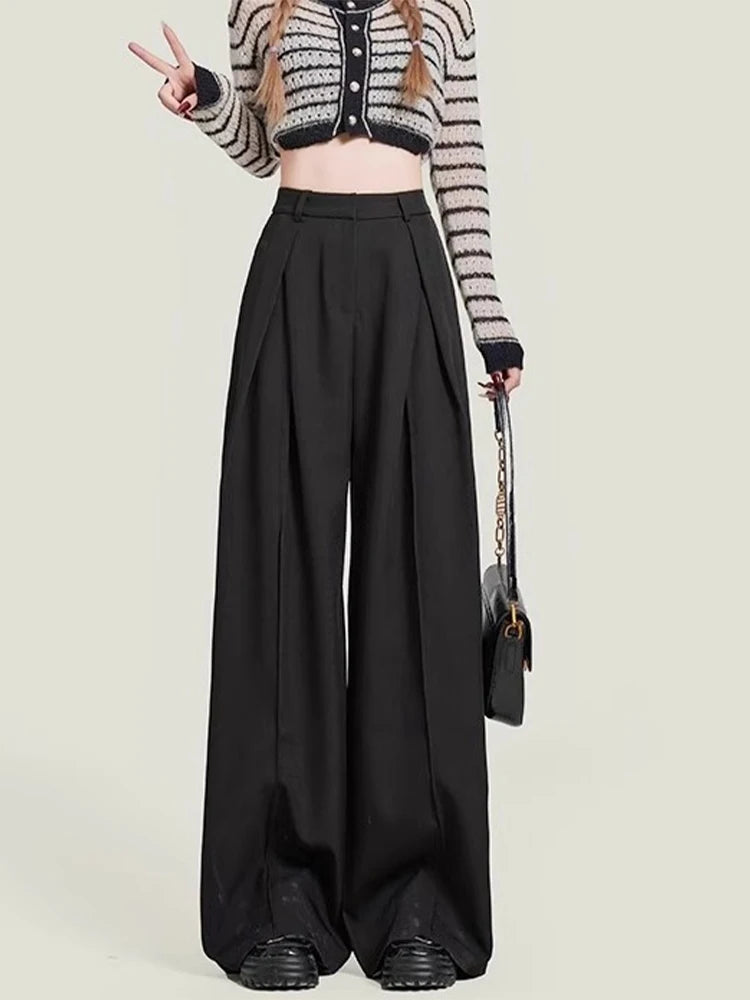 Women's Grey Baggy Suits Pants Vintage Y2k Pants Harajuku Aesthetic Office Ladies High Waist Trousers Fashion 2000s Clothes 2024
