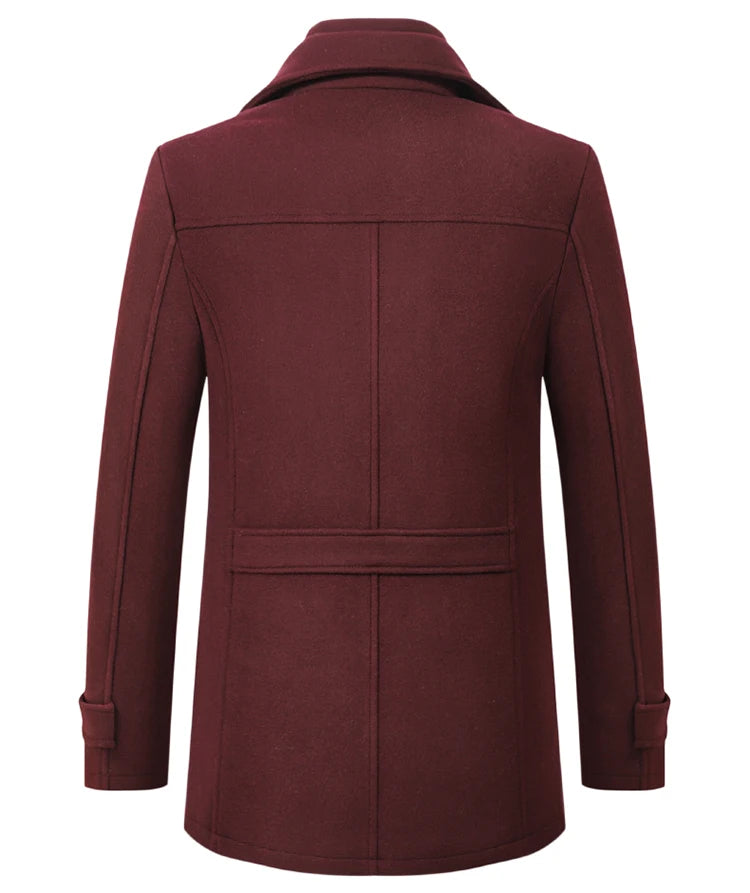 Men's Autumn Winter Fashion High-End Atmosphere Long Thickened Wool Overcoat Middle-Aged Men's Stylish Woolen Coat