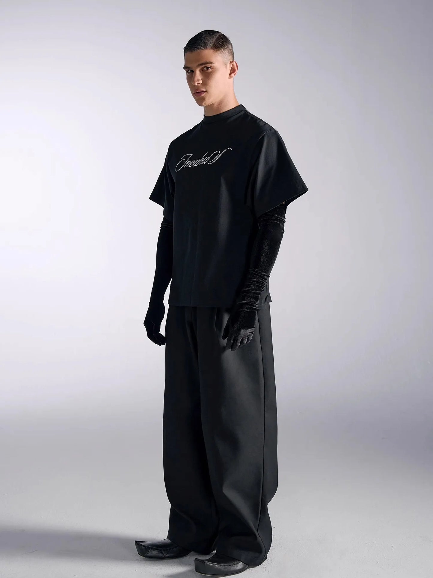 Mauroicardi Spring Autumn Long Baggy Black Wide Leg Pants Men High Waist Loose Casual Luxury Mens Designer Grey Clothes 2025