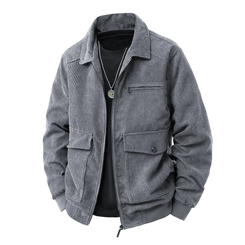 New Fashion Men Autumn Corduroy Casual Jackets Good Quality Man Multi-pockets Cargo Jackets Male Loose Tooling Coats Size 5XL