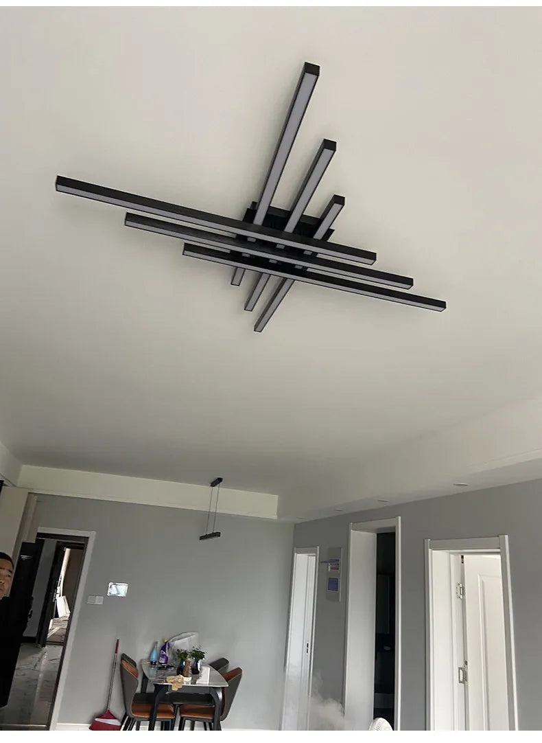 Black chandelier square bedroom lamps living room lamp led ceiling lamp Nordic minimalist creative led ceiling lamp strip lights
