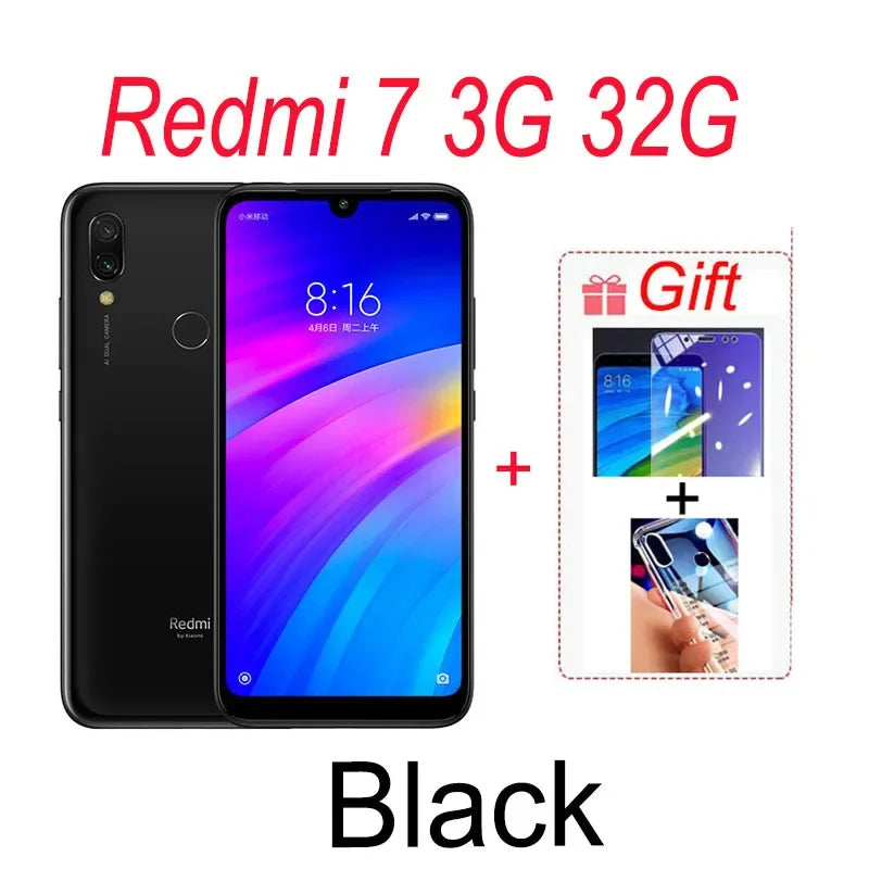 Original Xiaomi Redmi 7 4GB 64GB 6.81'' Mobile Phones Global ROM Google Play Android 4000 mAh Smartphone Fingerprint Free Gift