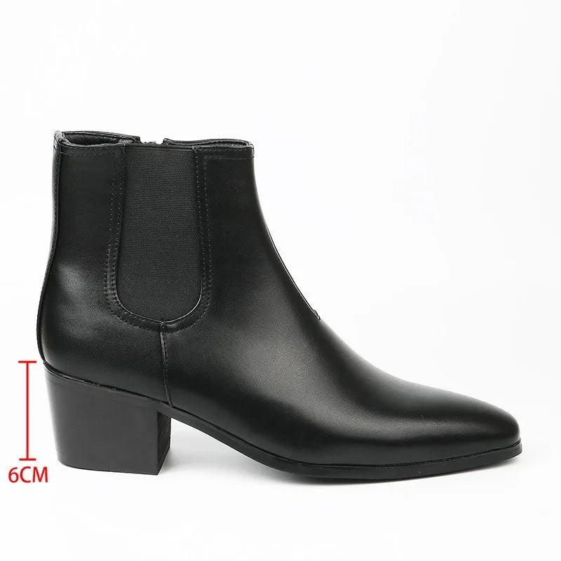 New Chelsea Boots for Men Fashion High Heels Short Boots High Top Platform Boots Men's Shoes Height Increase Botas Para Hombre