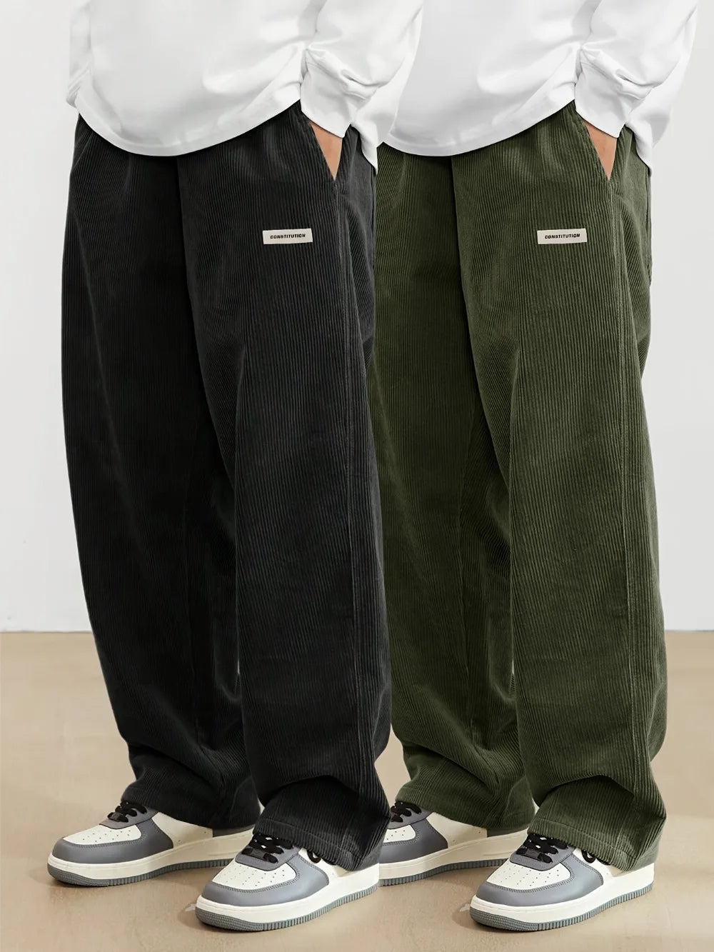 Corduroy pants men clothing Sweatpants Loose-Fit Casual Pants man baggy hosen Regular Length Trousers men cargo pants women