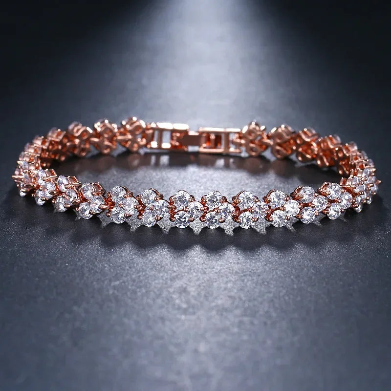 Luxury Hiphop Iced Out  4mm Cubic Zirconia Crystal Tennis Bracelets For Women Men Gold Color Silver Color Bracelet Chain Jewelry