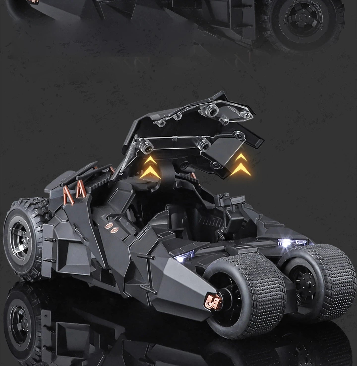 1/24 Classic Movie Car 2008 Batmobile Concept Bat Sports Car Model Metal Racing Car Vehicles Model Sound and Light Kids Toy Gift