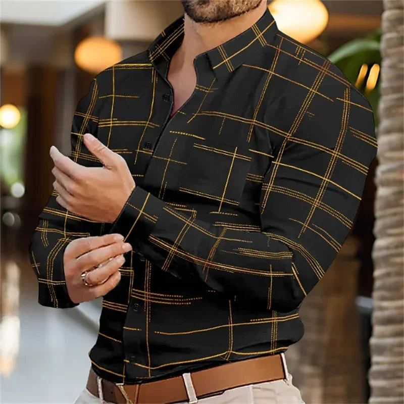 Summer Men's Shirt Long Sleeve XS-6XL Fashionable Lapel Single Breasted Cardigan Real Pockets Hawaiian Casual Men's Shirt