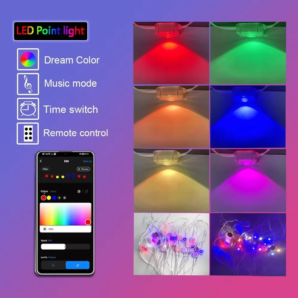 300FT 180LED Permanent Eaves LED Lights Outdoor Waterproof RGB String Lights DIY Scene Christmas Birthday Holiday Party Lighting