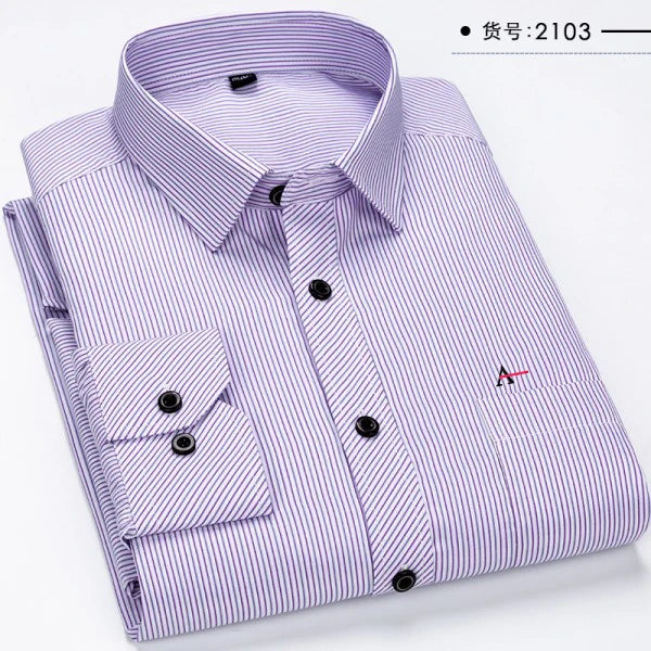 Além de tamanho grande 2023 m-5xl ajuste fino dos homens negócios casual camisa de mangas compridas clássico listrado masculino
