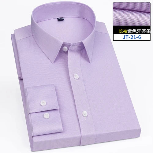 8XL Superfine Denier Bamboo Fiber Micro Elastic Formal Shirts for Men Plus Large Size Casual Slim Fit Long Sleeve Shirts for Men