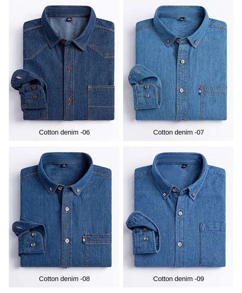 2023 Denim Pocket Design Shirt Classic 100% Cotton  Long-Sleeve  Fashion Embroider Comfortable Clothes