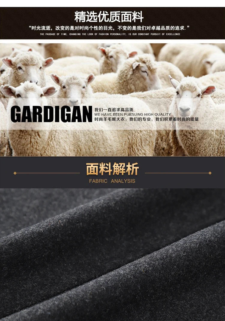 Men's Autumn Winter Fashion High-End Atmosphere Long Thickened Wool Overcoat Middle-Aged Men's Stylish Woolen Coat