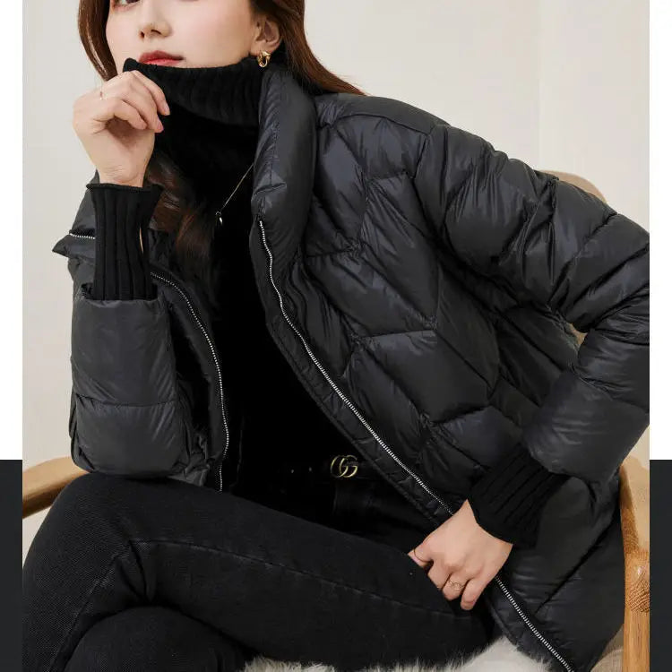 2025 Winter New Women Short Cotton-padded Jackets Female Korean Stand Collar Overcoats Ladies Solid Color Warm Coats A195