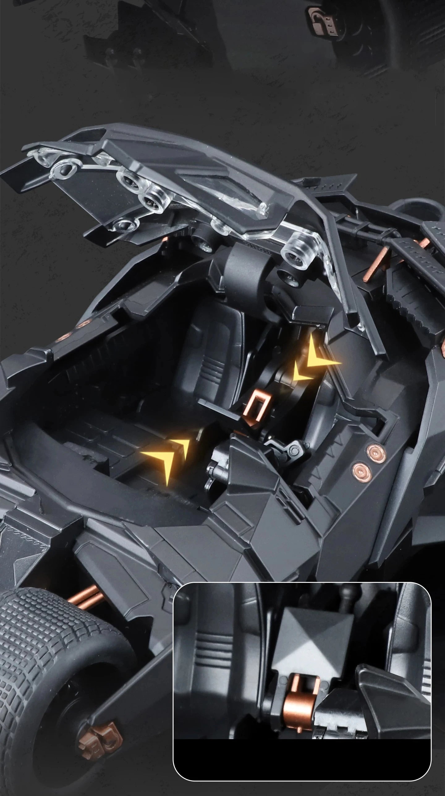 1/24 Classic Movie Car 2008 Batmobile Concept Bat Sports Car Model Metal Racing Car Vehicles Model Sound and Light Kids Toy Gift