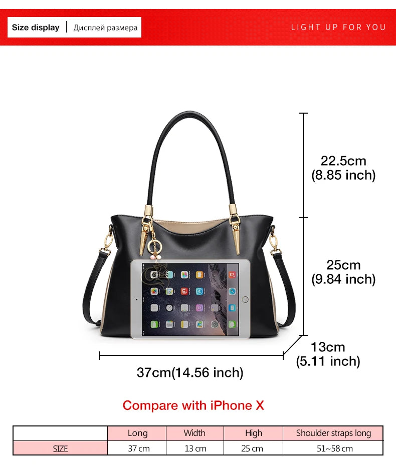FOXER Elegant Women Shoulder Tote Bag Cowhide Fashion Luxury Design Female Handbag Purse Festival Gift for Wife,Mom