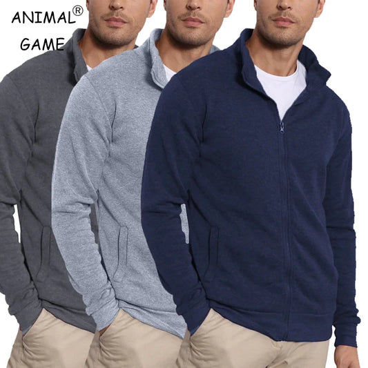 Animal Game Men's Long Sleeve Jacket Man Without Zip Coats Outdoor Sport Lightweight Sweatshirts Streetwear Slim Fit Cardigan