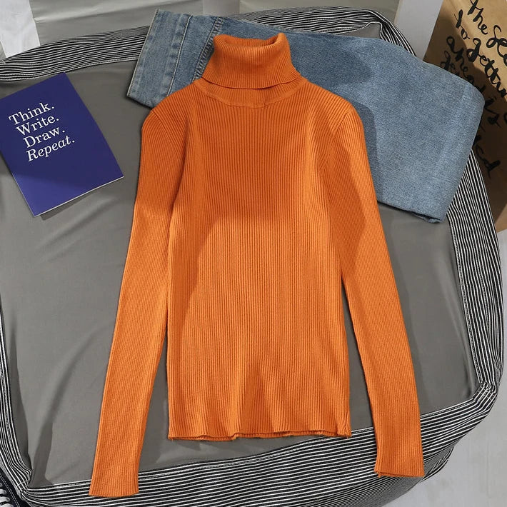 Women Fall Turtleneck Sweater Knitted Soft Pullovers Cashmere Jumpers Basic Soft Sweaters For Women 2025 Autumn Winter