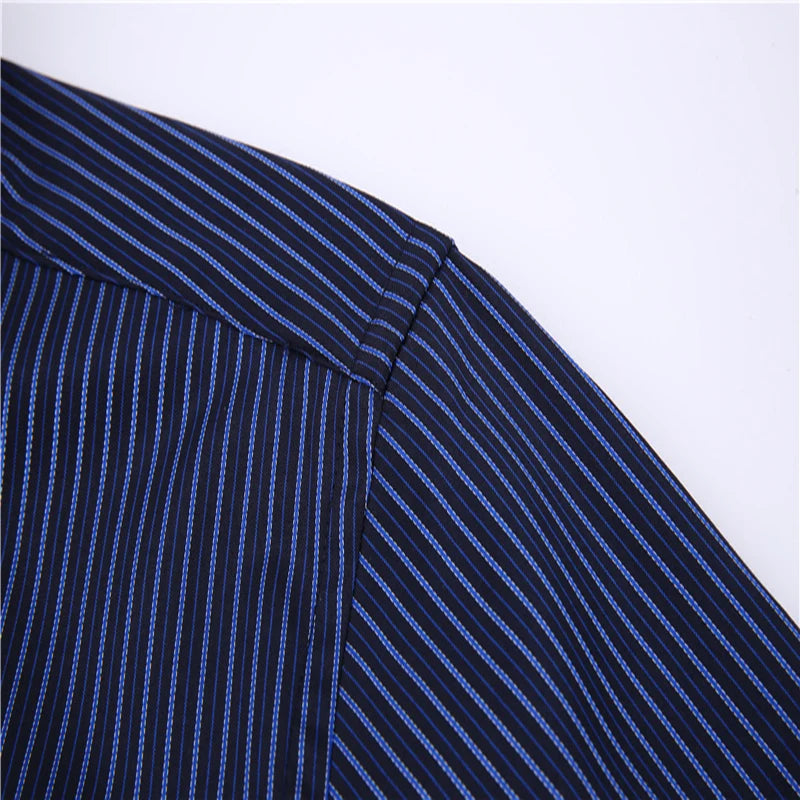 Além de tamanho grande 2023 m-5xl ajuste fino dos homens negócios casual camisa de mangas compridas clássico listrado masculino