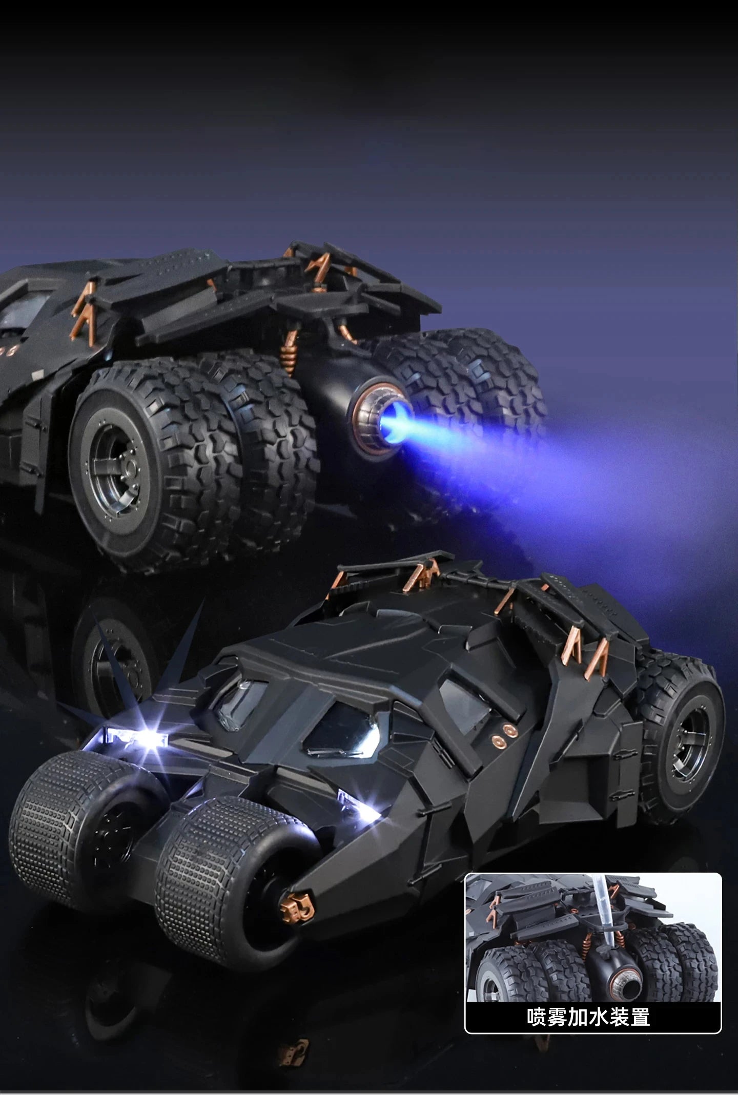 1/24 Classic Movie Car 2008 Batmobile Concept Bat Sports Car Model Metal Racing Car Vehicles Model Sound and Light Kids Toy Gift