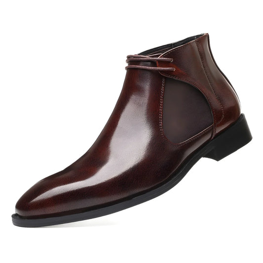 New Men's Chelsea Boots Vintage Leather Ankle Boots Slip On Plus Size High Top Non-Slip Comfortable Casual Shoes Wide Width