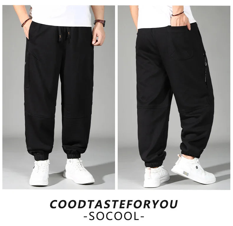 Extra Big Size Men's Pants Elastic Waist Loose Fit Jogger Male Spring Plus Large Sweatpant Fat Baggy Sport Trousers