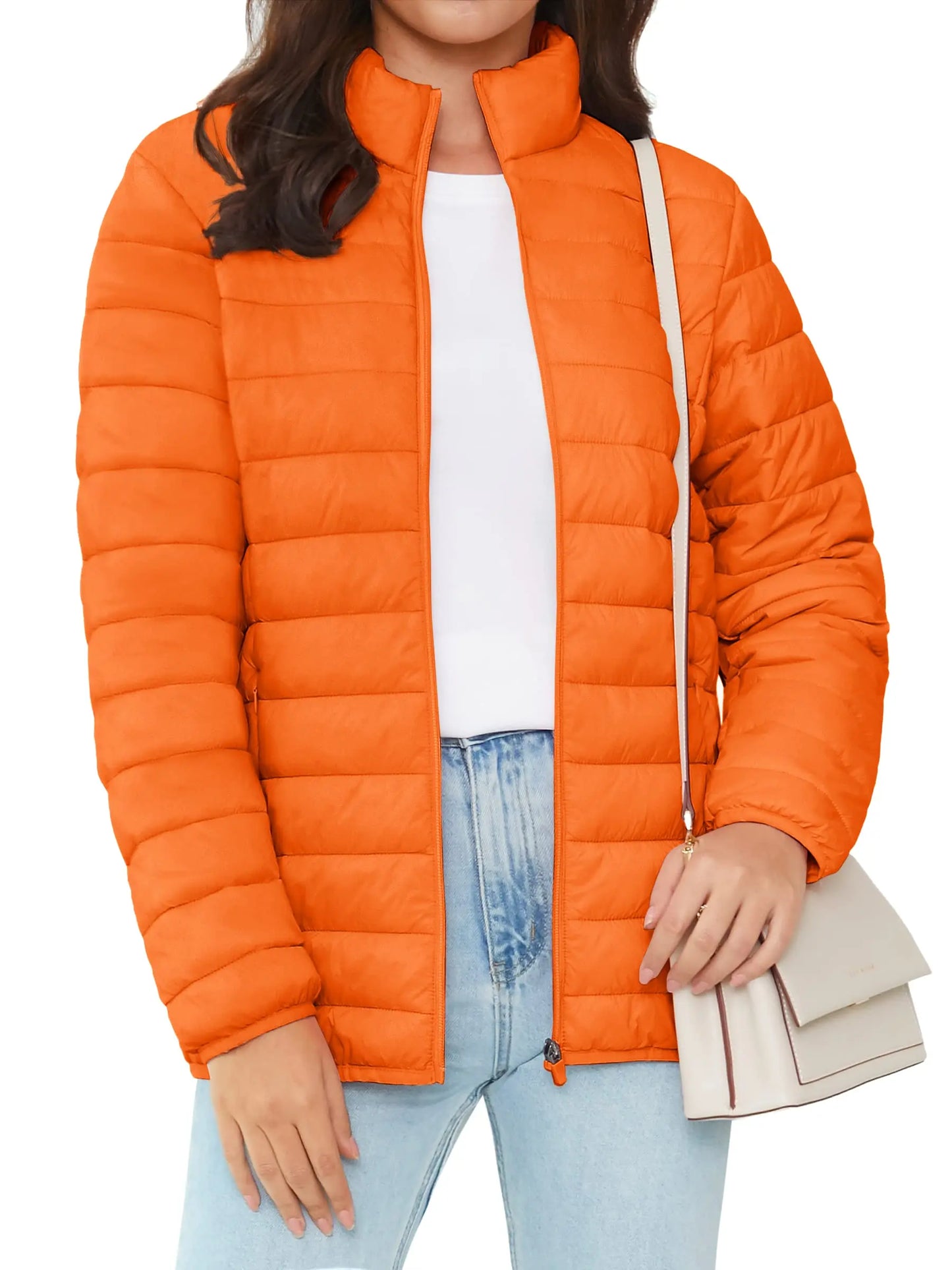 TACVASEN Full Zip Up Puffer Jacket Womens Winter Lightweight Quilted Down Warm Coats Casual Windbreaker Oversize Outwear Outdoor
