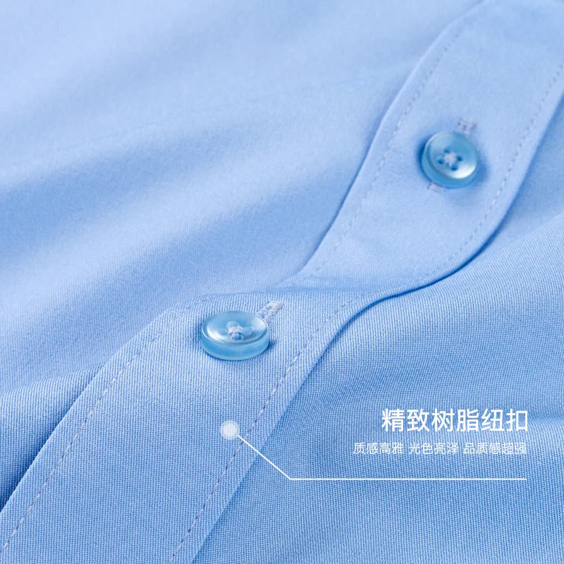 Men's short-sleeved shirt Business casual tooling solid color high-quality non-ironing slim fashion trend top shirt white shirt