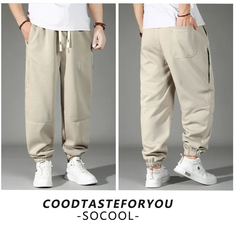 Extra Big Size Men's Pants Elastic Waist Loose Fit Jogger Male Spring Plus Large Sweatpant Fat Baggy Sport Trousers