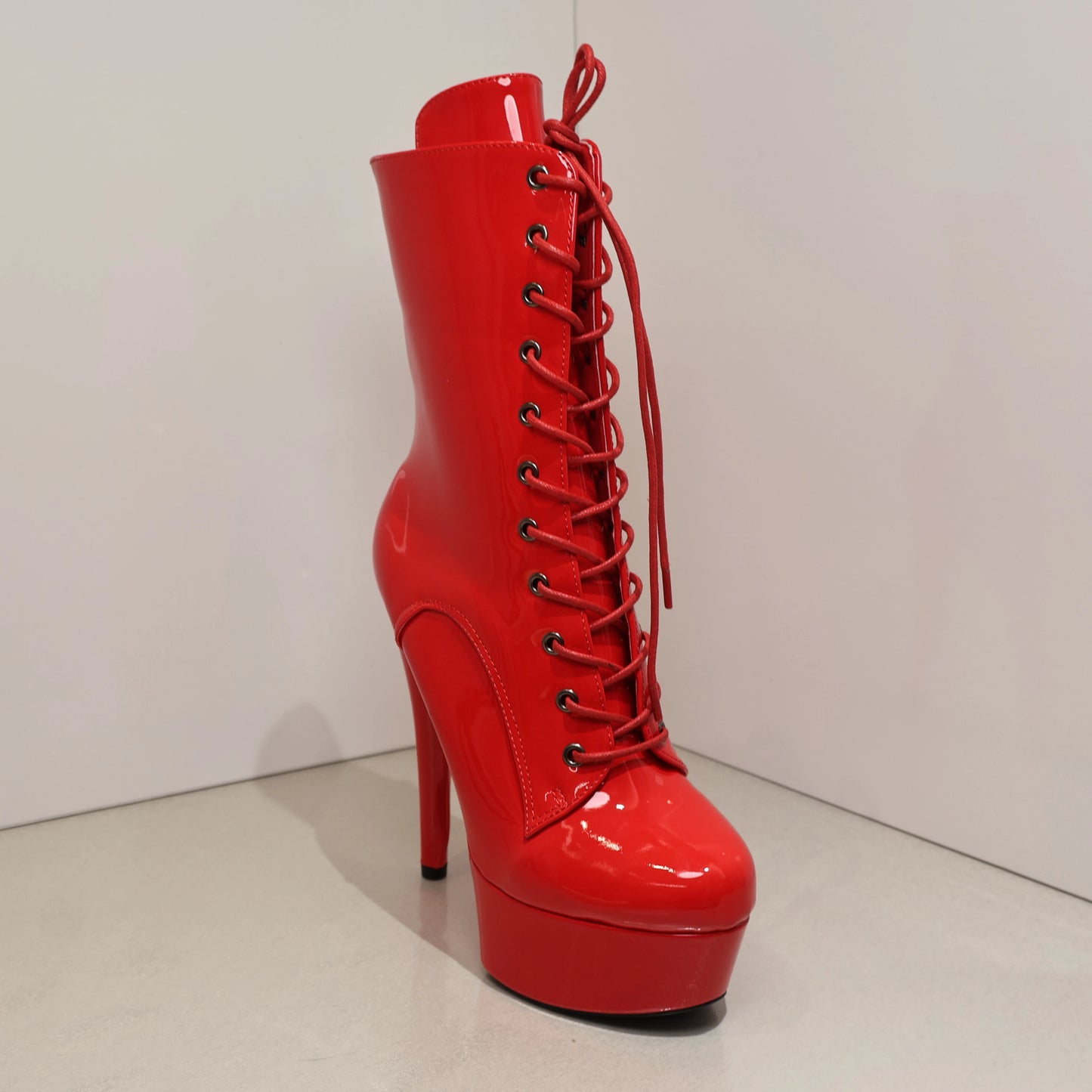 Sexy Black 15cm High Heel Women Ankle Boots Zippered Lace-Up Platform Stripper Shoes Western Style Pole Dancing Boots for Women