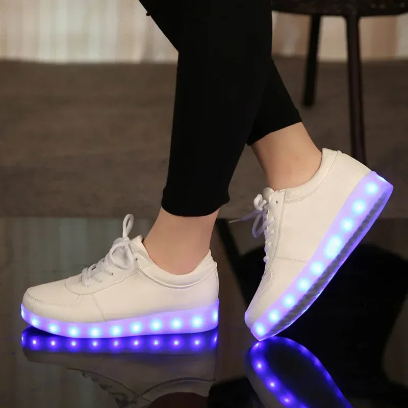 Maogu 2024 Adult Unisex Womens Mens Kid Luminous Sneakers Glowing USB Charge Boys LED Colorful Light-up Shoes Girls Footwear