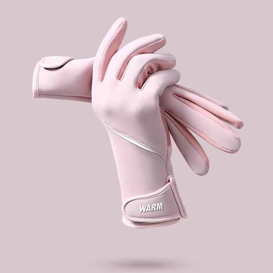 Winter Women's Thermal Gloves Touchscreen Compatible Fleece Lined Full Finger Waterproof Hand Warmer Mitten for Bike Cycling